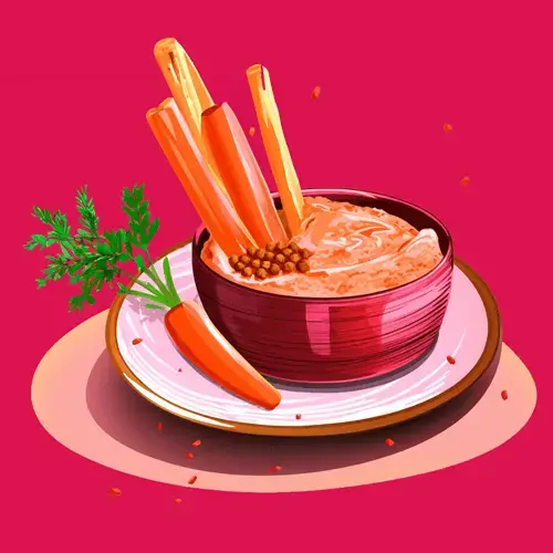 Carrot sticks with hummus